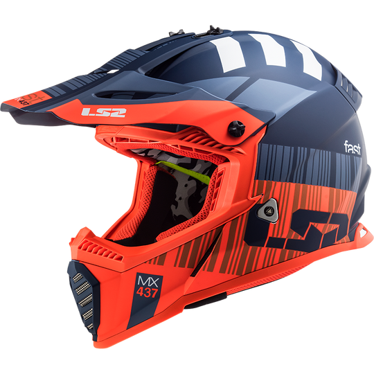 LS2 MX437 Fast Evo Xcode Matt Fluro Orange Blue Helmet