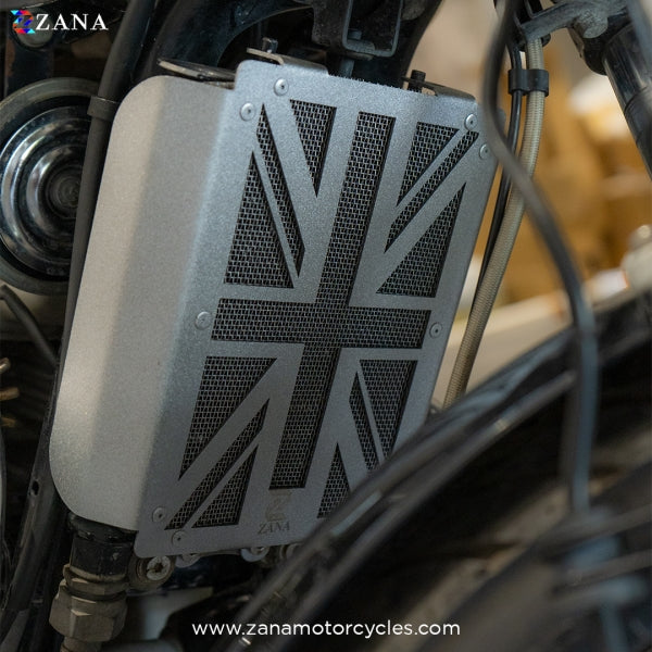 ZANA NEW UK FLAG RADIATOR GRILL SILVER WITH BLACK GT INTERCEPTOR 650 (ZI-8098)