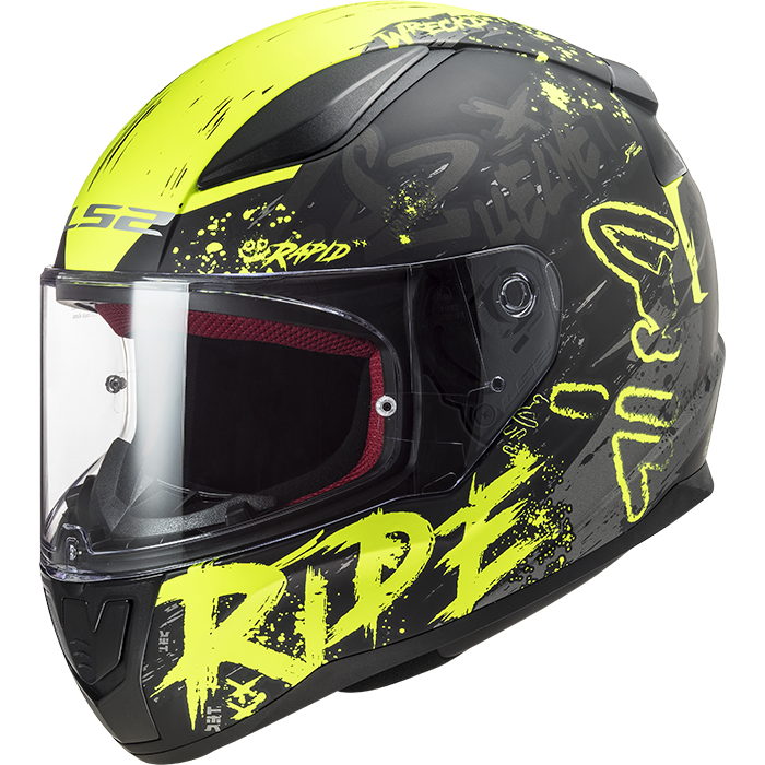 ls2 full face helmet ff350 atmos black and yellow LS2 FF353 RAPID NAUGHTY Gloss Black H-V Yellow Helmet– Moto Central