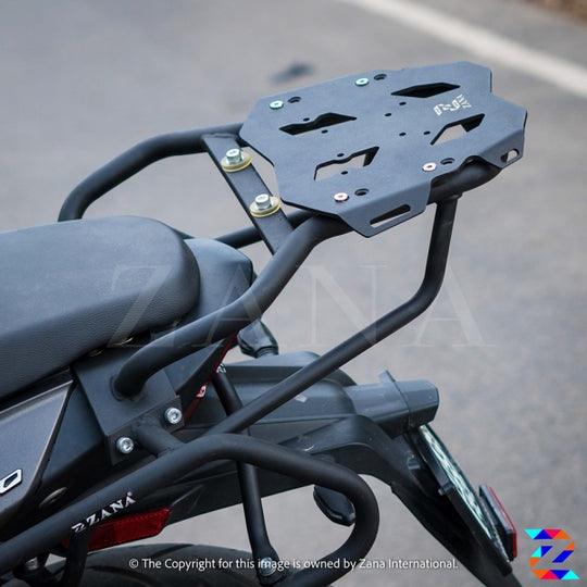 ZANA TOP RACK WITH NEW PLATE TYPE-1 COMPATIBLE WITH PILLION BACKREST TEXTURE MATT BLACK DOMINAR (2019-2021) (ZI-5093)