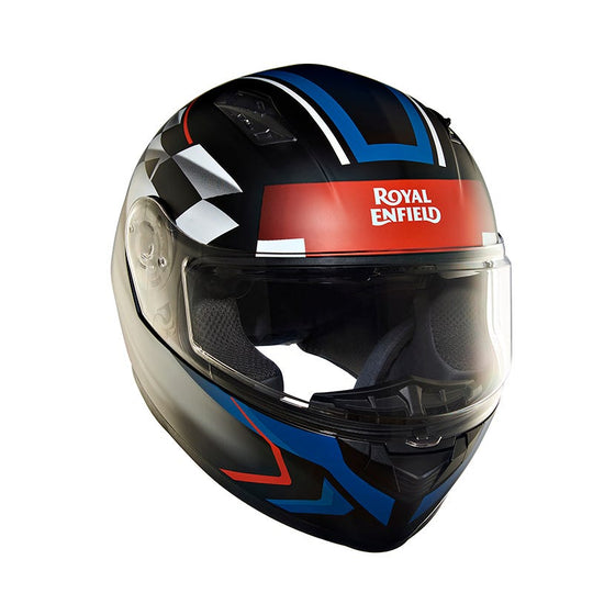 Royal Enfield Lightwing Checks Matt Black Blue Helmet