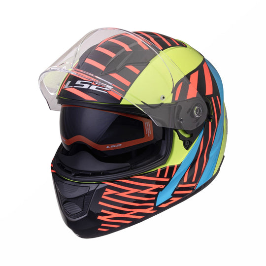LS2 FF320 Stream Evo Darkness Hi Viz Yellow Blue Gloss Helmet