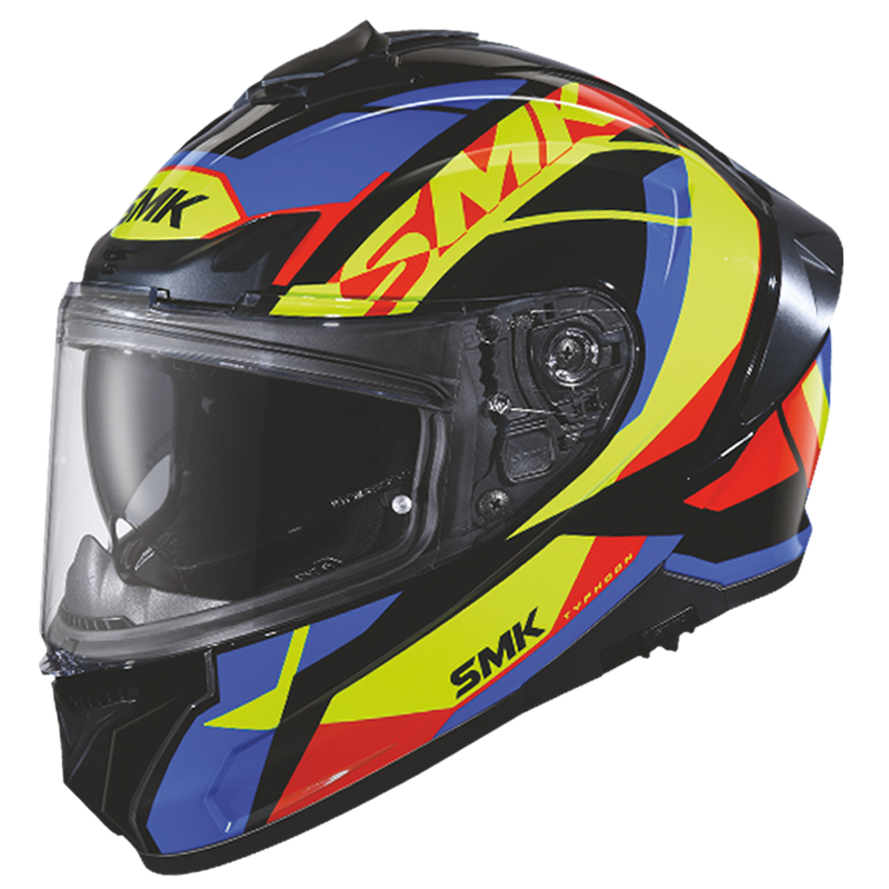 SMK Typhoon Style Matt Black Blue Yellow (MA254) Helmet