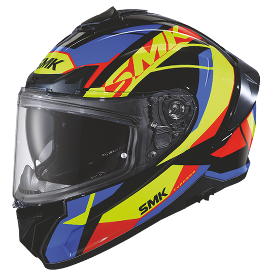 SMK Typhoon Style Matt Black Blue Yellow (MA254) Helmet