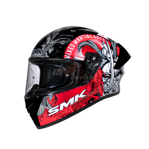 SMK Stellar Sports Samurai Gloss Black Grey Red (GL263) Helmet