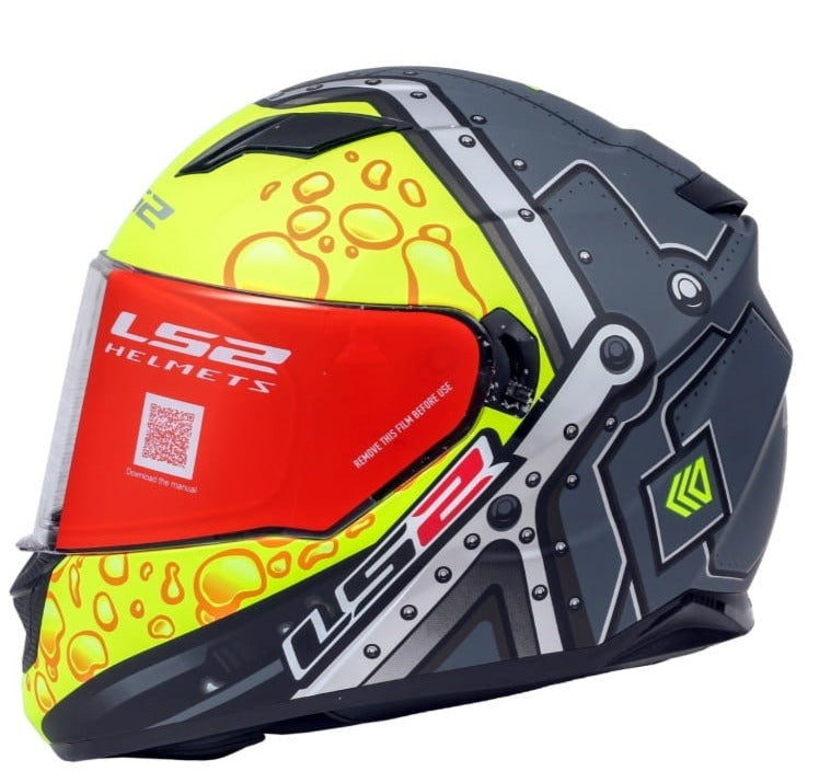 LS2 FF320 BUBBLE Matt Black Yellow Helmet
