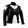 Tarmac Corsa Level 2 + PU Chest Protectors Riding Jacket (Black White Fluro Green) + Combo Offer FREE Tarmac Tex Green gloves