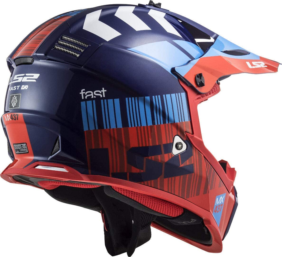 Casco Cross Enduro Moto Ls2 MX437 FAST EVO Strike Nero Bianco Rosso Casco Cross Enduro Moto Ls2 MX437 FAST EVO Strike Nero Bianco Rosso