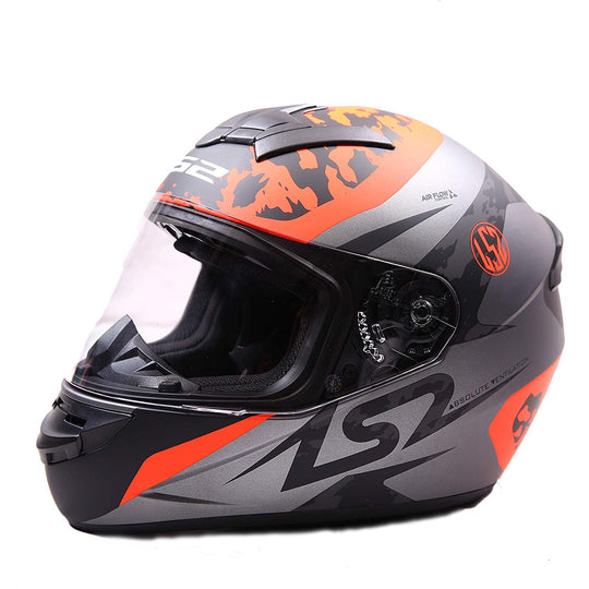 LS2 FF 352 Airflow Matt Titanium Fluorescent Orange Helmet