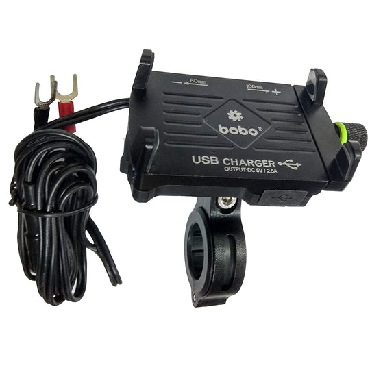 BOBO Claw-Grip Aluminium Bike Phone Holder (with 2.5A USB charger) Motorcycle Mobile Mount
