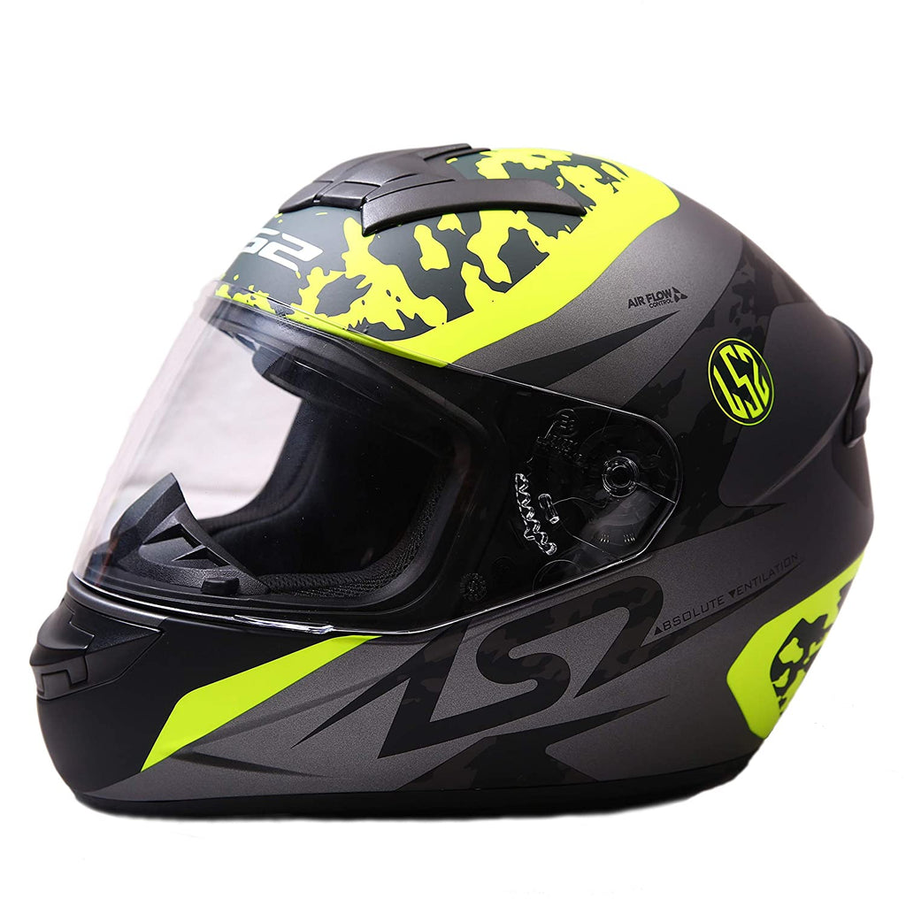 ls2 fluorescent helmet LS2 FF 352 Airflow Matt Titanium Fluorescent Yellow Helmet– Moto Central