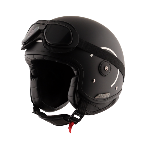 AXOR Retro Open Face Alberto Coal Dull Black Silver Helmet Moto