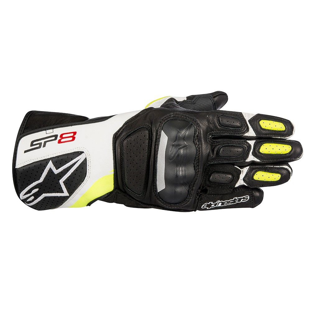Alpinestars SP-8 V2 Leather Black White Fluro Yellow Gloves