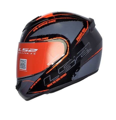 LS2 FF352 Brush Gloss Black Orange Helmet