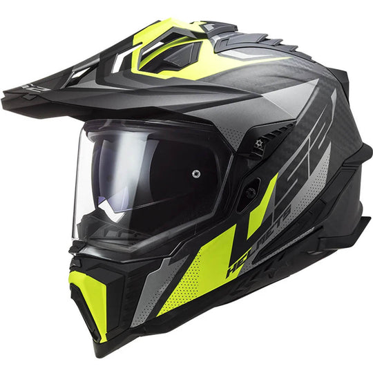 LS2 MX701 EXPLORER Carbon Focus Matt Titanium Hi Viz Yellow Helmet