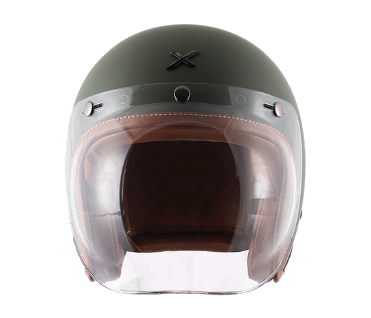 AXOR Jet Open Face Dull Battle Green Helmet