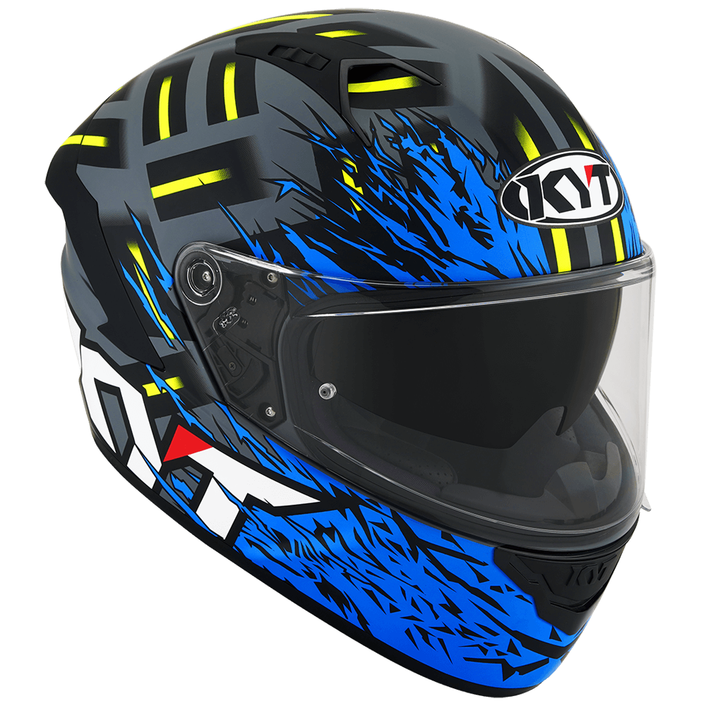 KYT NFR Flaming Matt Grey Blue Helmet Moto Central
