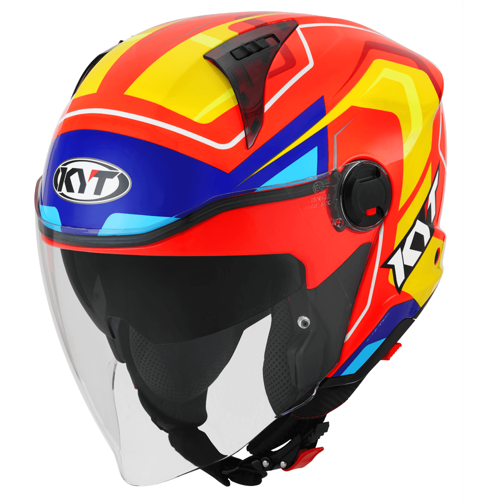 KYT D City Overtech Gloss Orange Fluro Yellow Helmet– Moto Central