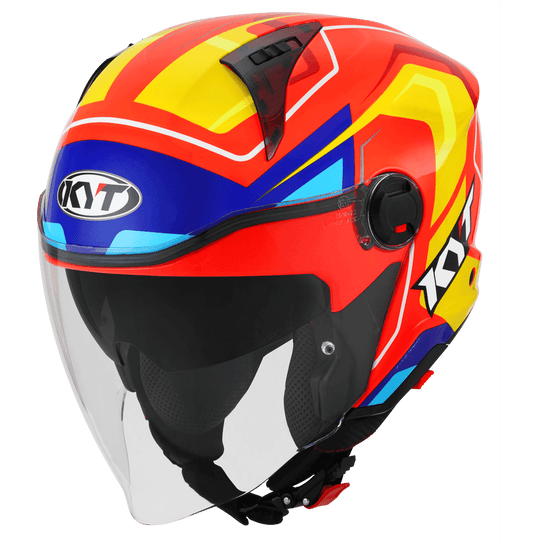 KYT D City Overtech Gloss Orange Fluro Yellow Helmet