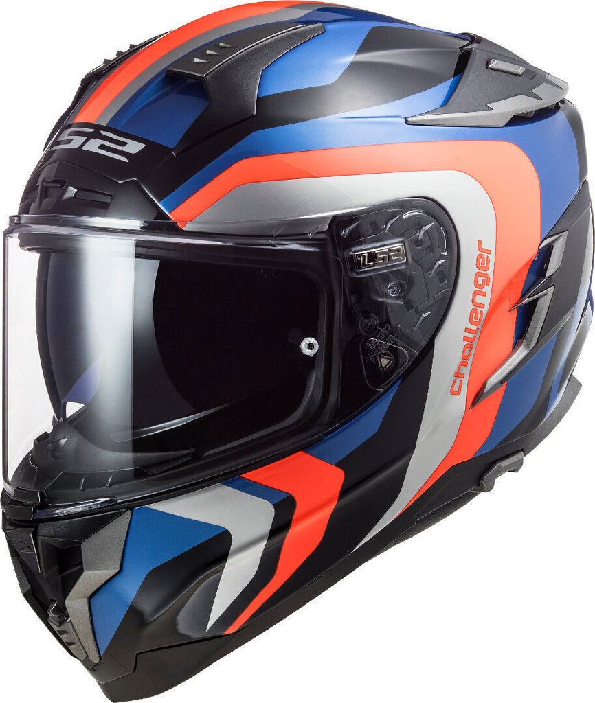 LS2 FF327 Challenger Galactic Gloss Blue Fluro Orange Helmet