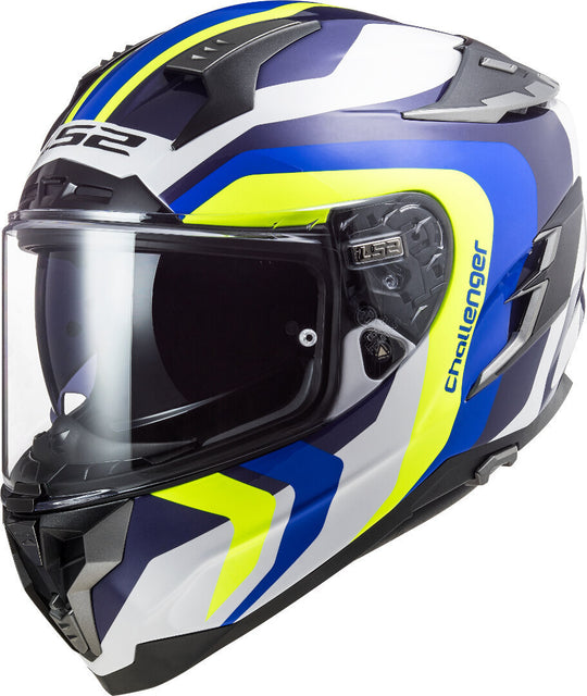 LS2 FF327 Challenger Galactic Gloss White Yellow Blue Helmet