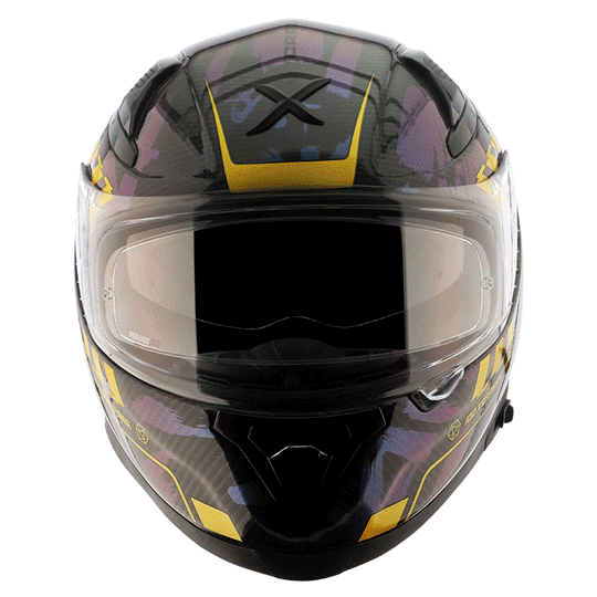 AXOR Apex Carbon Small Checks Gloss Neon Yellow Helmet