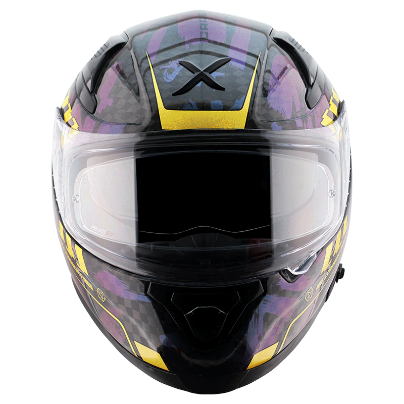 AXOR Apex Carbon Big Checks Gloss Neon Yellow Helmet
