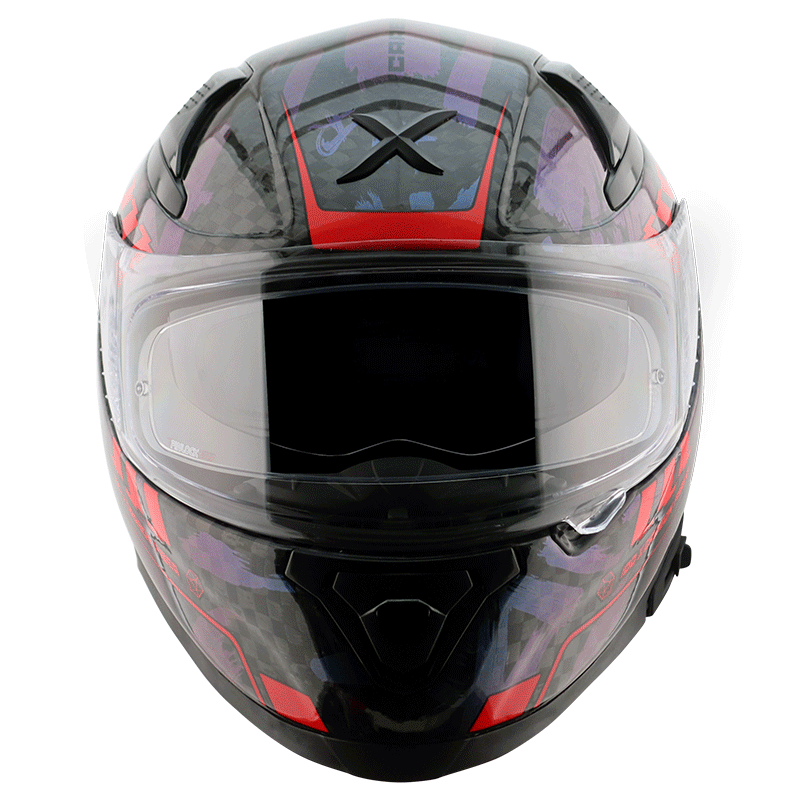 AXOR Apex Carbon Big Checks Gloss Red Helmet