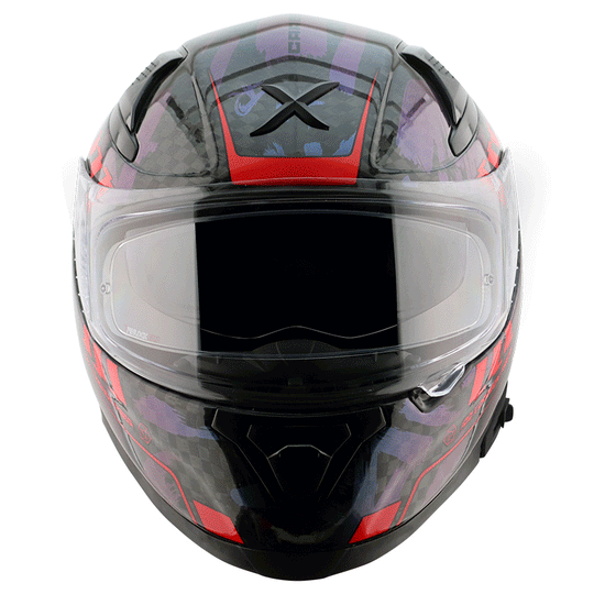 AXOR Apex Carbon Big Checks Gloss Red Helmet