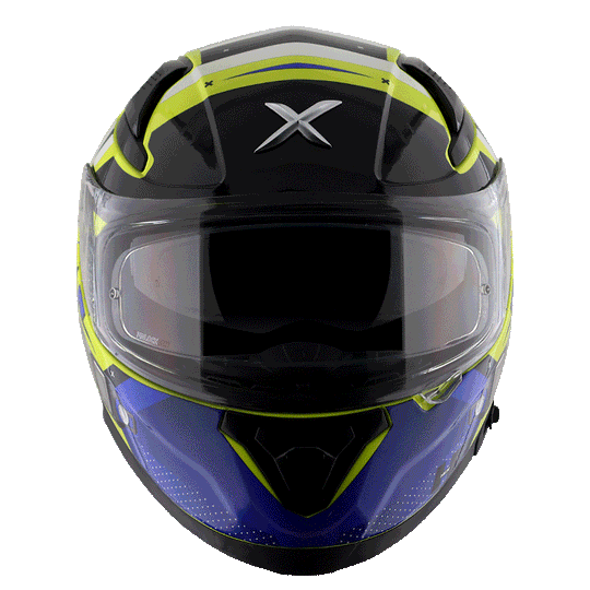AXOR Apex Hex 2 Gloss Neon Yellow Blue Helmet