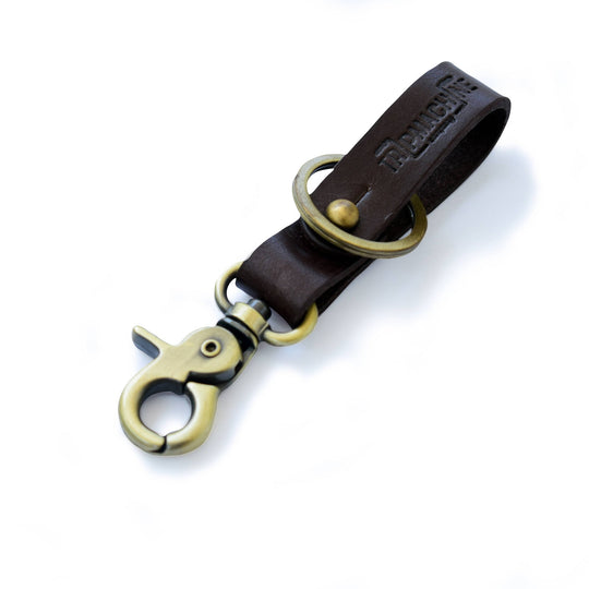 Trip Machine Key Fob Tobacco Brown with Antique Gold