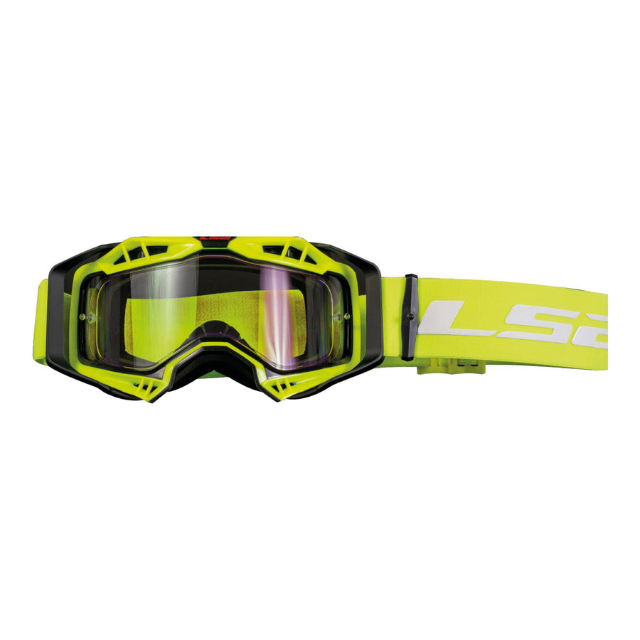 road goggles LS2 AURA Offroad Goggles with Clear Visor (Hi Viz Yellow)– Moto Central