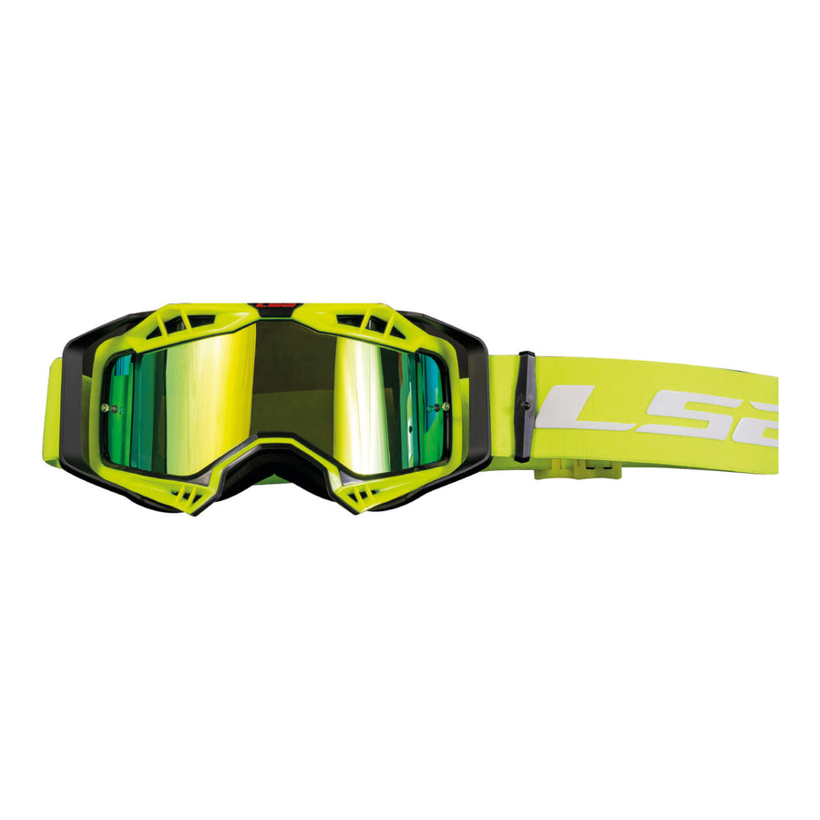 LS2 AURA PRO Offroad Goggles with Yellow Iridium Visor (Black Hi Viz Yellow)