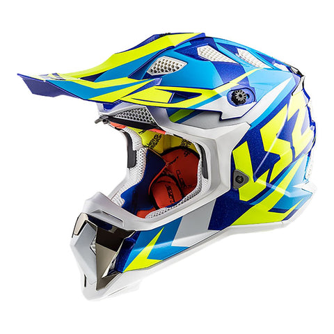 LS2 MX 470 Subverter Nimble Matt White Blue Hi Viz Yellow Helmet, Full Face Helmets, LS2 Helmets, Moto Central