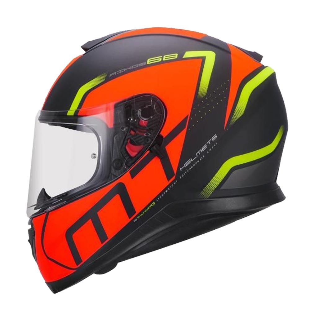 MT THUNDER 3 SV Rikos Matt Fluro Orange Helmet, Full Face Helmets, MT Helmets, Moto Central