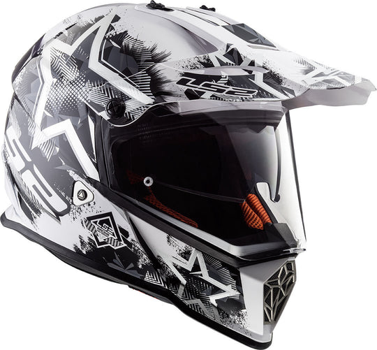 LS2 MX436 Pioneer Evo Chaos Matt White Black Helmet