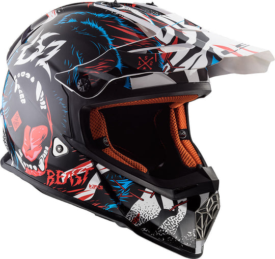 LS2 MX 437 Fast Beast Black White Matt Helmet