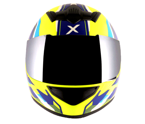 AXOR Rage Rash Neon Yellow Blue Helmet, Full Face Helmets, AXOR, Moto Central