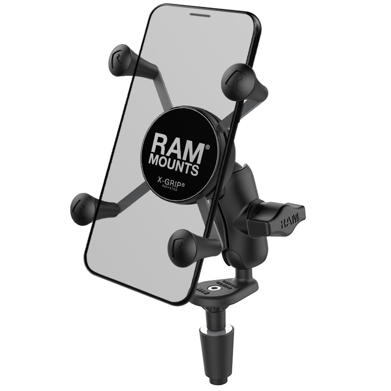 RAM Mounts Fork Stem Mount with Short Double Socket Arm & Universal RAM X-Grip Cell / iPhone Cradle (RAM-B-176-A-UN7U)
