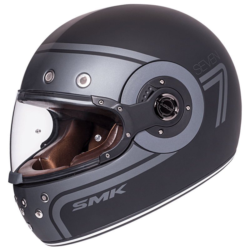 SMK Retro Seven Gloss Black Grey (GL260) Helmet