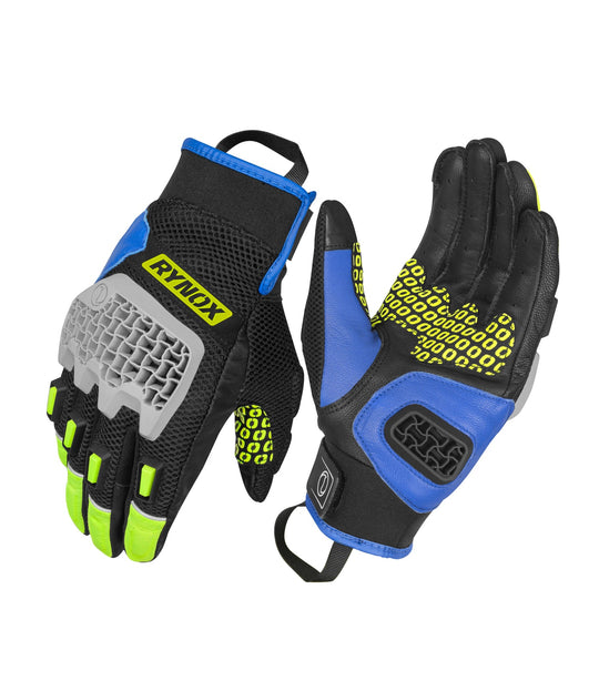 Rynox Gravel Dualsport Gloves (Hi Viz Green Blue)