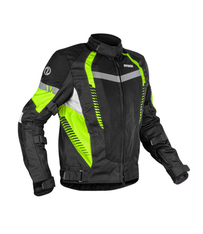 Rynox Tornado Pro 4 Riding Jacket CE Certified A Class (Black Hi Viz Green)