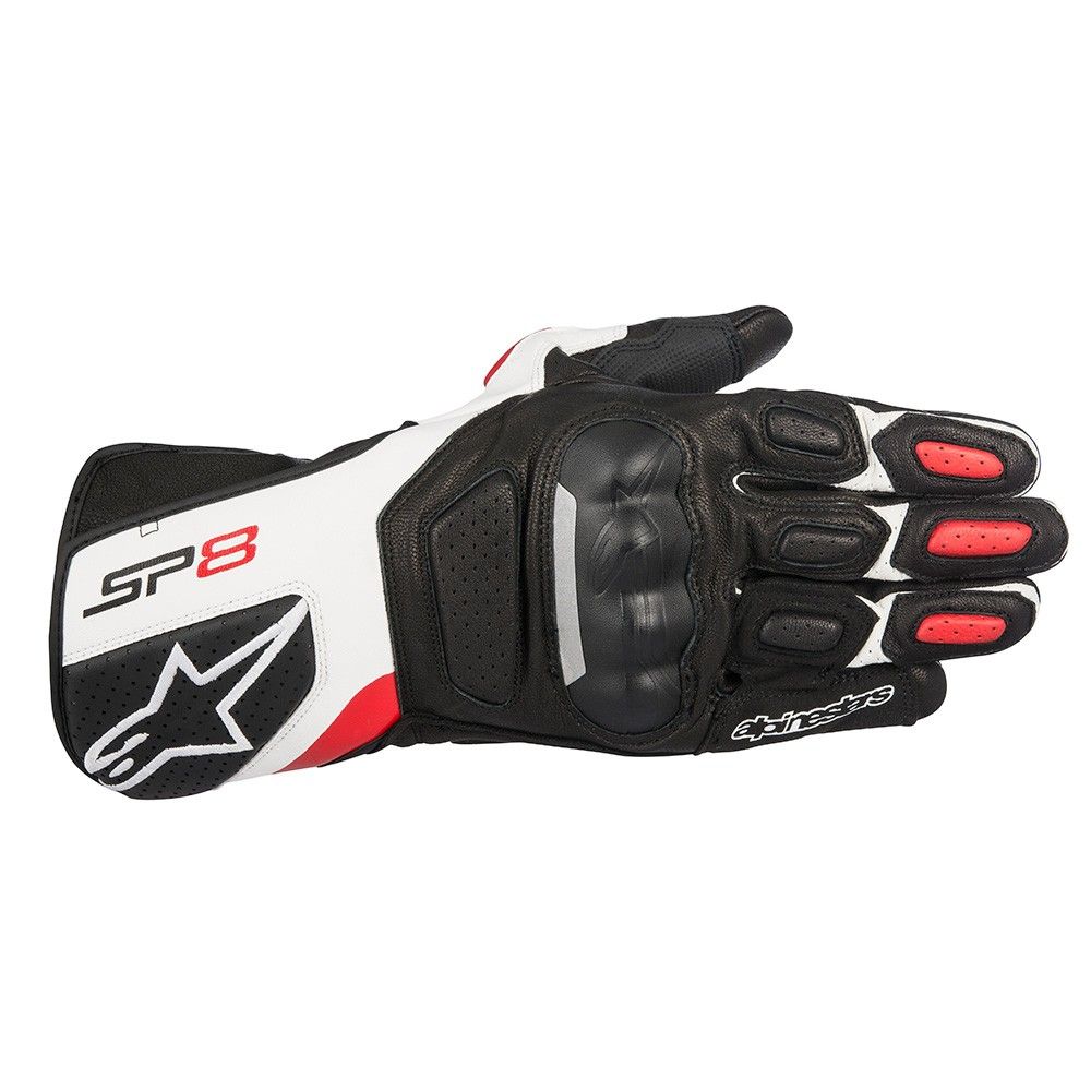 Alpinestars SP-8 V2 Leather Black White Bright Red Gloves