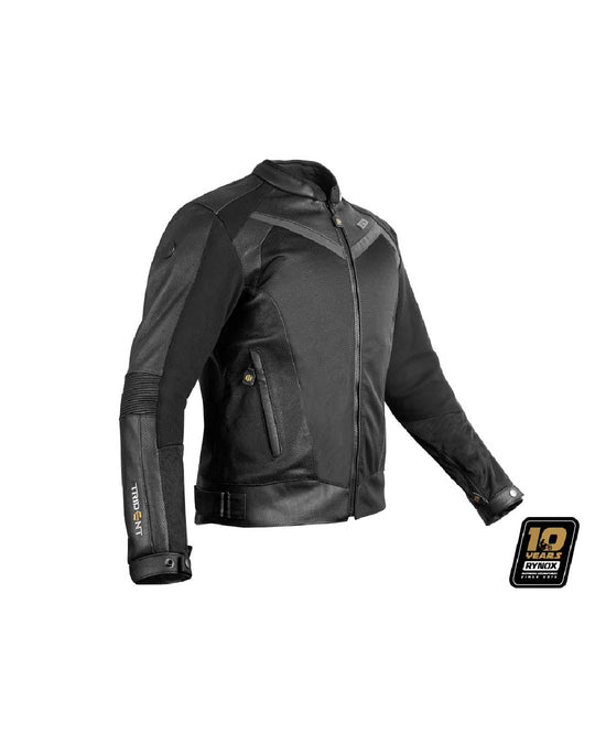 Rynox Trident Leather Riding Jacket (10 Year Anniversary Edition Black)