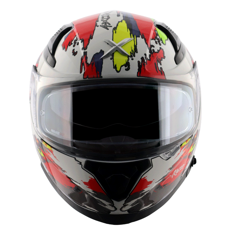 AXOR Apex Racer Gloss White Neon Yellow Helmet