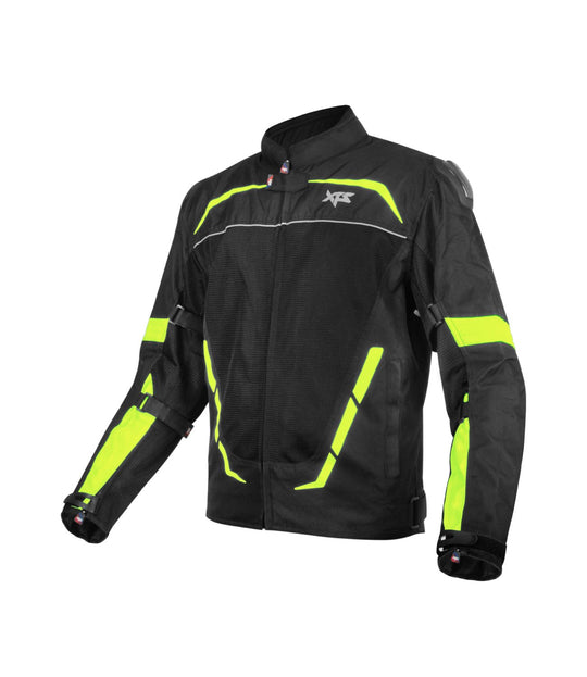 XTS Dynamo Black Hi Viz Green Riding Jacket