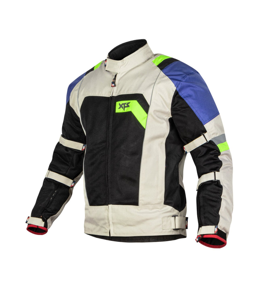 XTS Speedway Off White Blue Green Riding Jacket