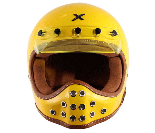 AXOR Retro Moto-X Yellow Helmet