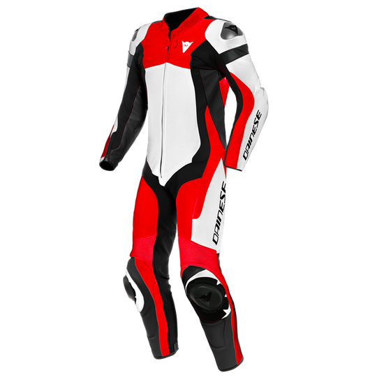 Dainese Assen 2 One Piece Suit Perforated Leather White Lava Red Black