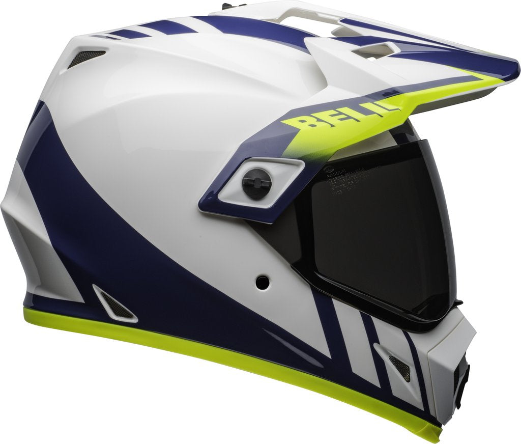 Bell MX-9 Adventure MIPS-Equipped DASH White Blue Hi-Viz Helmet, Full Face Helmets, BELL, Moto Central